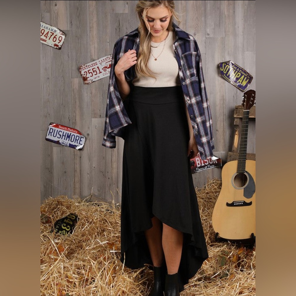 Overlap Hi-Low Maxi Skirt